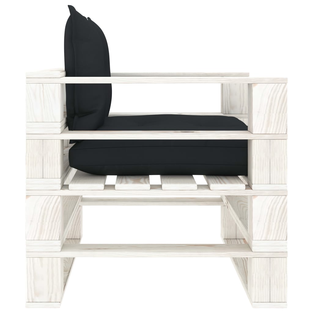 Poltrona da Giardino Pallet con Cuscini Antracite in Legno