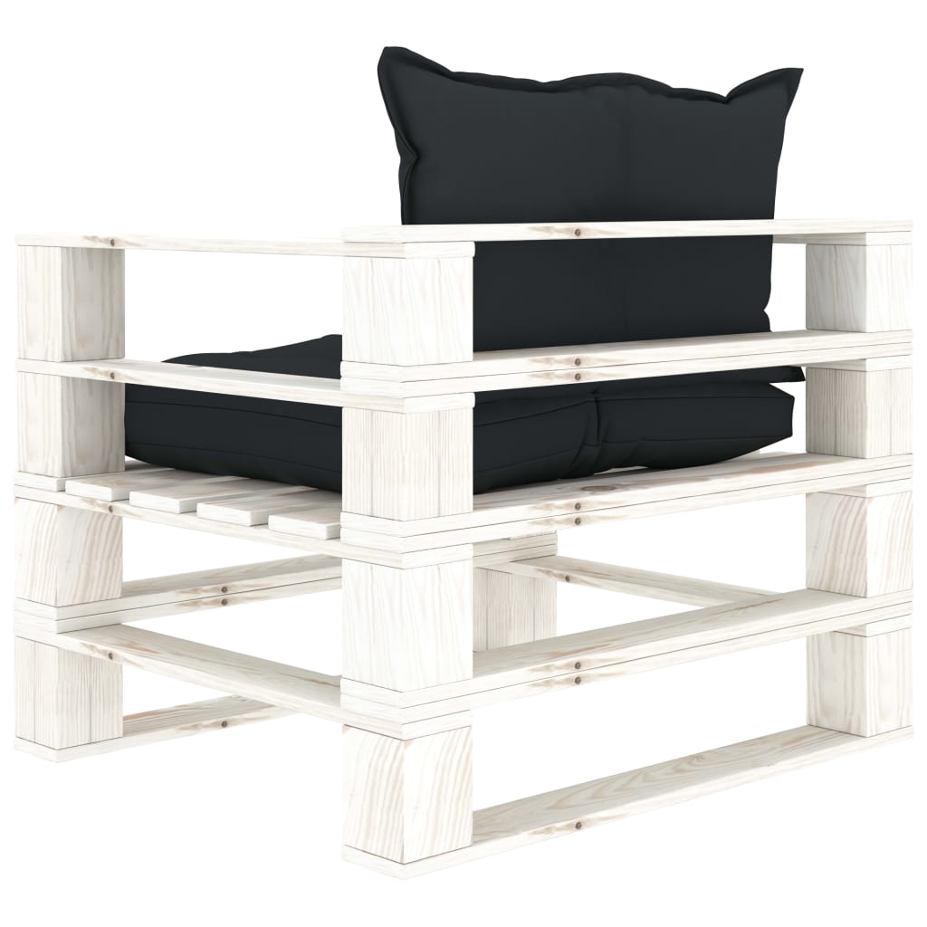 Poltrona da Giardino Pallet con Cuscini Antracite in Legno