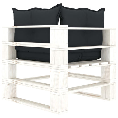 Poltrona Angolare Giardino Pallet con Cuscini Antracite Legno