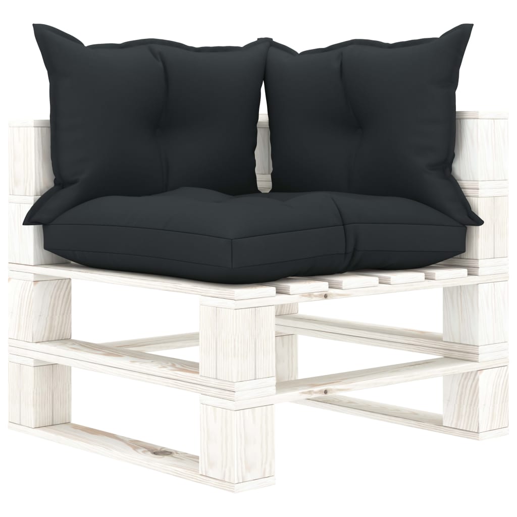 Divano da Giardino Pallet a 4 Posti con Cuscini Antracite Legno
