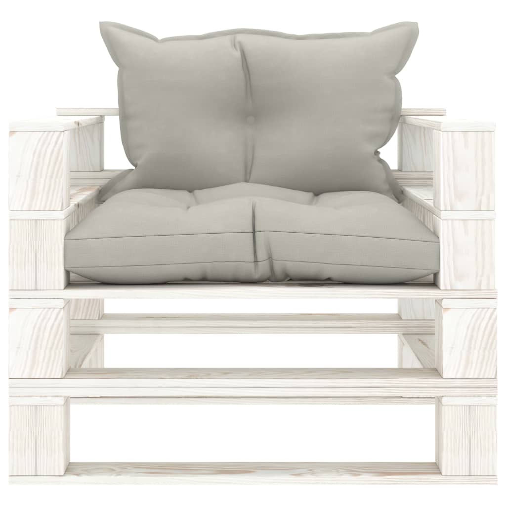 Poltrona da Giardino Pallet con Cuscini Tortora in Legno
