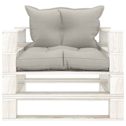 Poltrona da Giardino Pallet con Cuscini Tortora in Legno