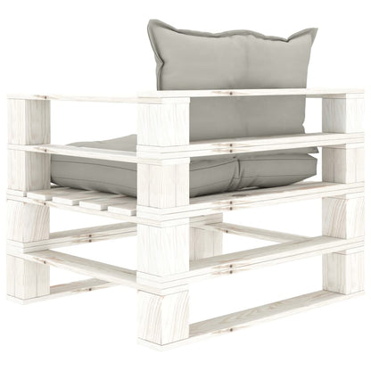 Poltrona da Giardino Pallet con Cuscini Tortora in Legno