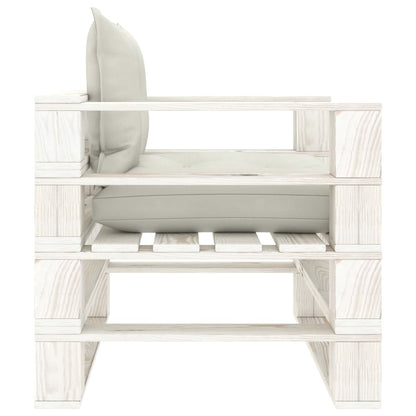 Poltrona da Giardino Pallet con Cuscini Beige in Legno