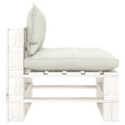Poltrona Centrale da Giardino Pallet con Cuscini Beige in Legno