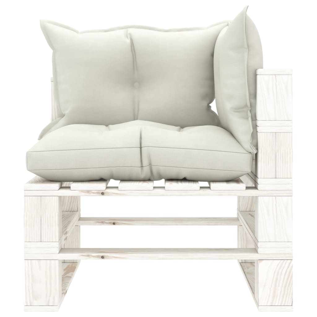 Divano da Giardino Pallet 3 Posti con Cuscini Beige in Legno