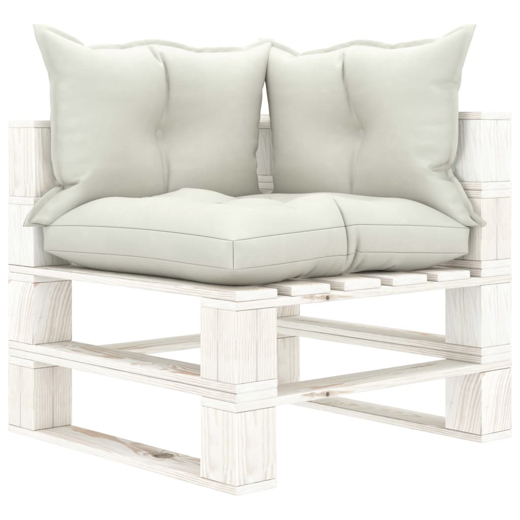 Divano da Giardino Pallet 3 Posti con Cuscini Beige in Legno
