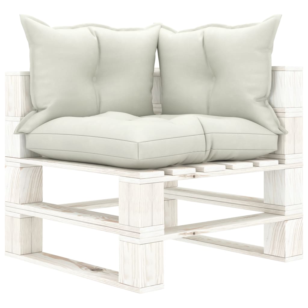 Divano da Giardino in Pallet 4 Posti con Cuscini Beige in Legno