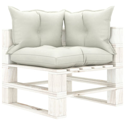 Divano da Giardino in Pallet 4 Posti con Cuscini Beige in Legno