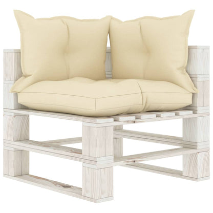 Divano da Giardino Pallet a 2 Posti con Cuscini Crema in Legno