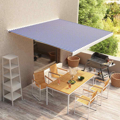 Tenda a Cassonetto Motorizzata 350x250 cm Blu e Bianco