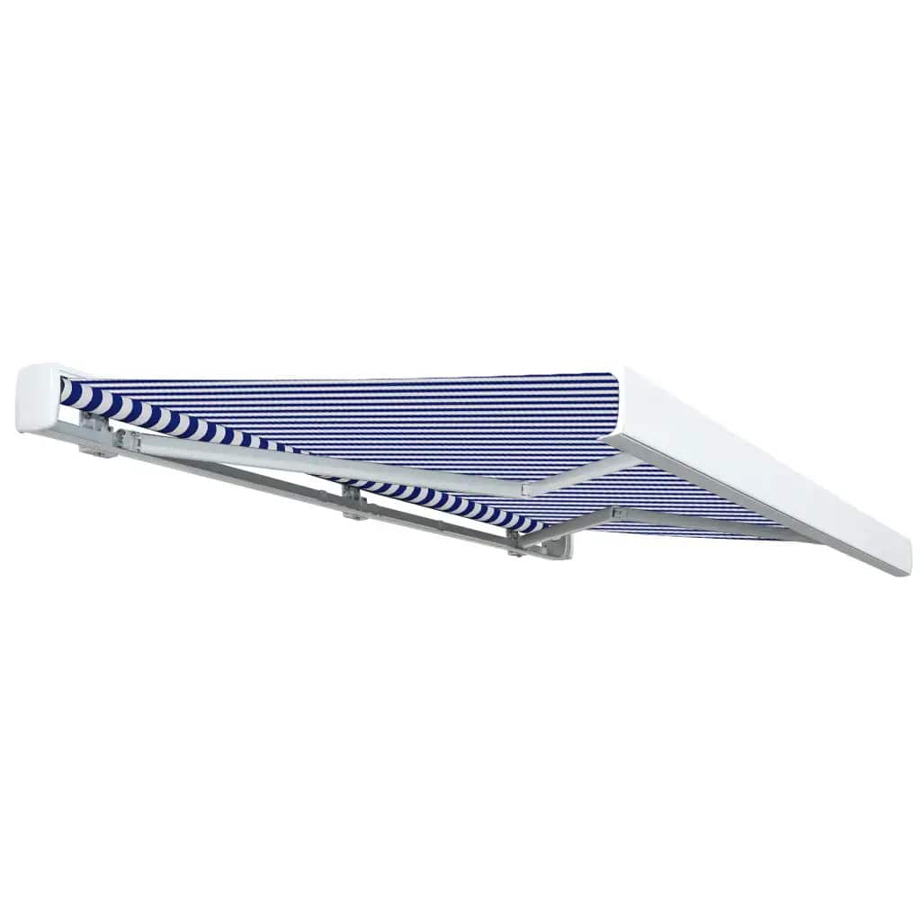 Tenda a Cassonetto Motorizzata 450x300 cm Blu e Bianco