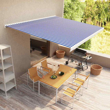 Tenda a Cassonetto Motorizzata 500x300 cm Blu e Bianco