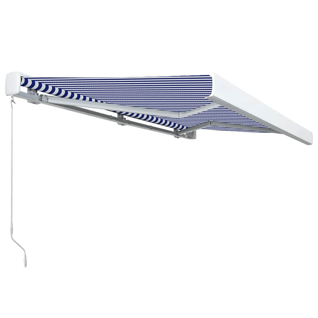 Tenda a Cassonetto Manuale 350x250 cm Blu e Bianca