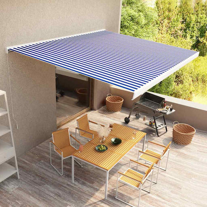 Tenda a Cassonetto Manuale 400x300 cm Blu e Bianca