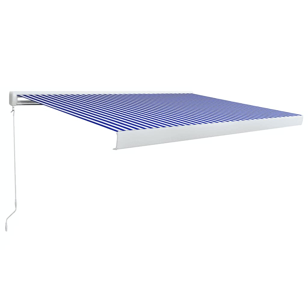 Tenda a Cassonetto Manuale 450x300 cm Blu e Bianca