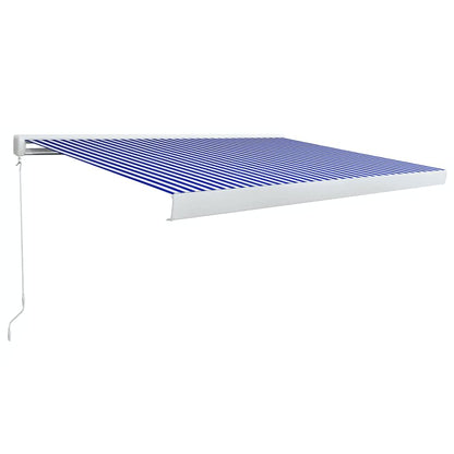 Tenda a Cassonetto Manuale 450x300 cm Blu e Bianca
