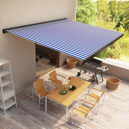 Tenda a Cassonetto Motorizzata 500x300 cm Blu e Bianco