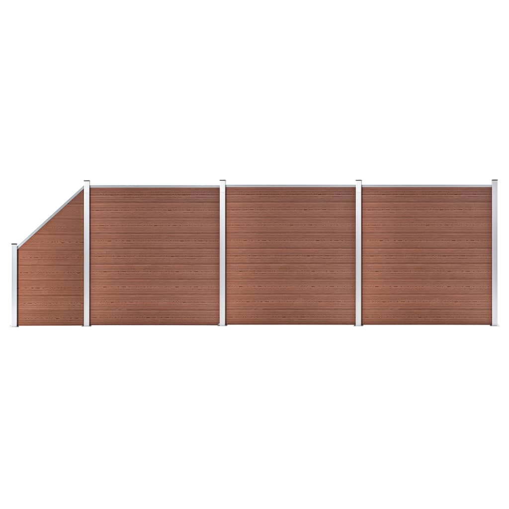 Pannelli Recinzione 3 Quadrati 1 Inclinato 619x186cm Marrone