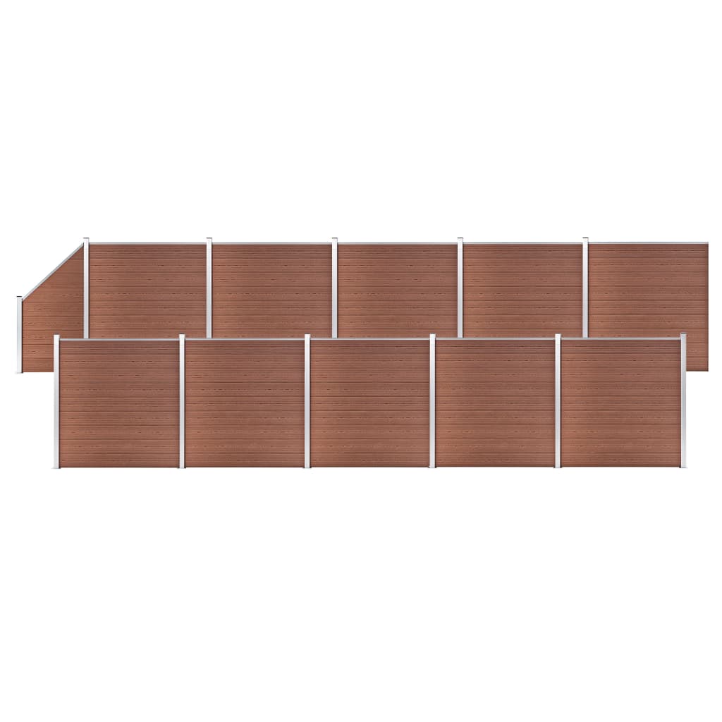 Pannelli Recinzione 10 Quadrati 1 Inclinato 1830x186cm Marrone