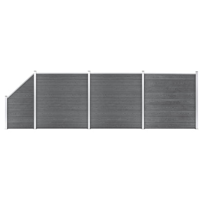 Pannelli Recinzione WPC 3 Quadrati 1 Inclinato 619x186 cm Grigi