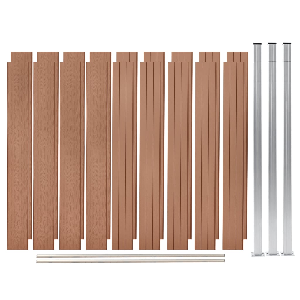 Set Pannelli Recinzione in WPC 2 Quadrati 353x187 cm Marrone
