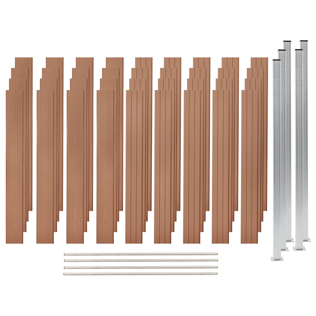 Set Pannelli Recinzione in WPC 4 pz Quadrati 699x187cm Marrone