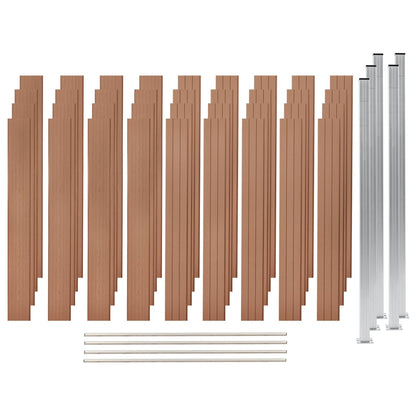 Set Pannelli Recinzione in WPC 4 pz Quadrati 699x187cm Marrone