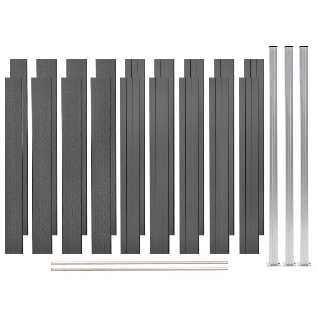 Set Pannelli Recinzione in WPC 2 Quadrati 353x187 cm Grigio
