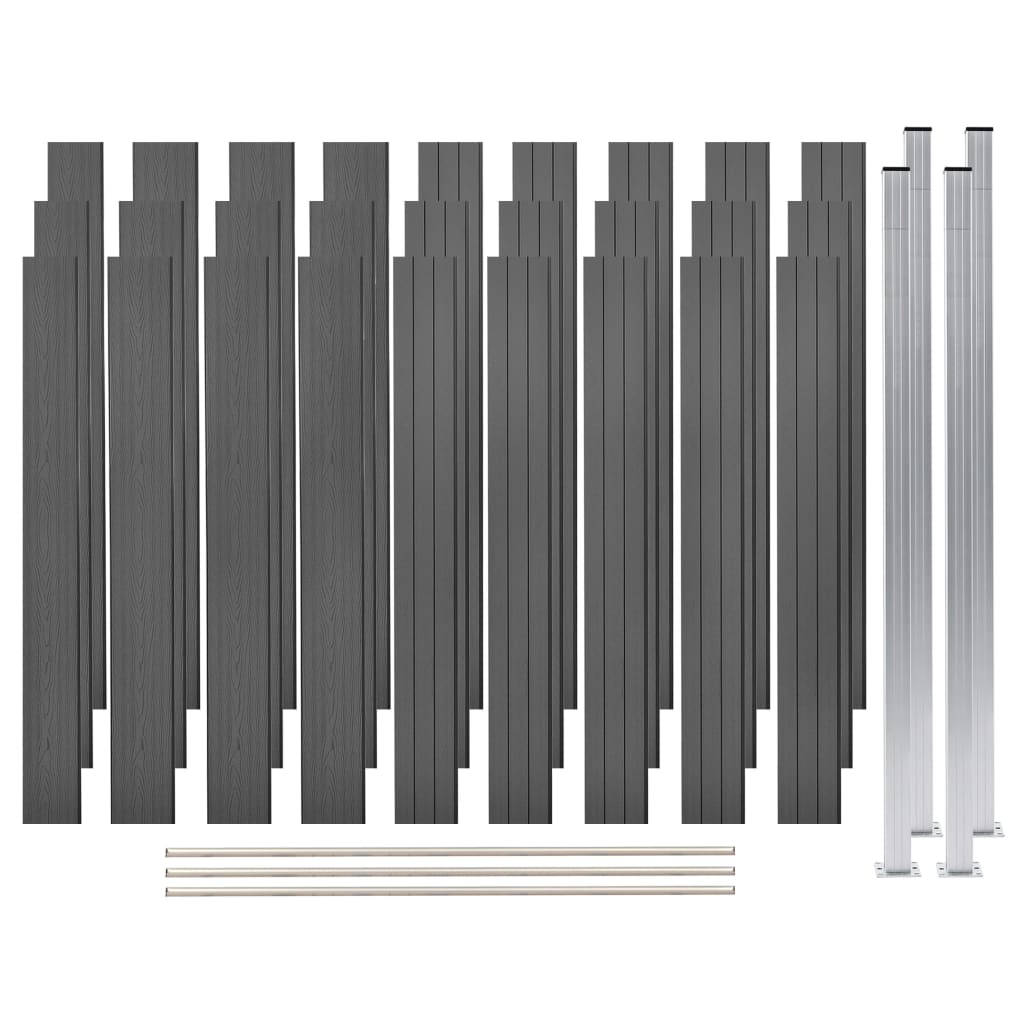 Set Pannelli Recinzione in WPC 3 pz Quadrati 526x187cm Grigio