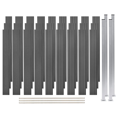 Set Pannelli Recinzione in WPC 3 pz Quadrati 526x187cm Grigio
