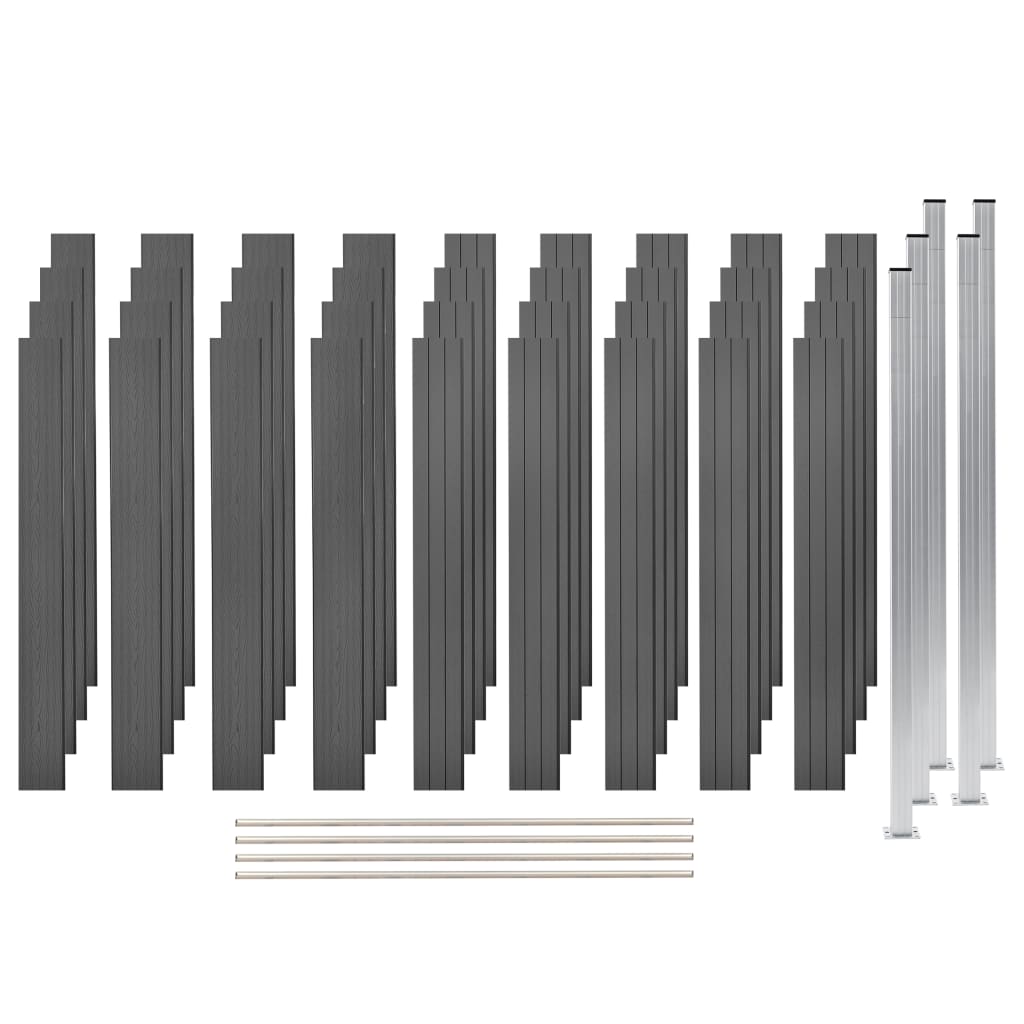 Set Pannelli Recinzione in WPC 4 pz Quadrati 699x187cm Grigio