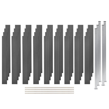 Set Pannelli Recinzione in WPC 4 pz Quadrati 699x187cm Grigio