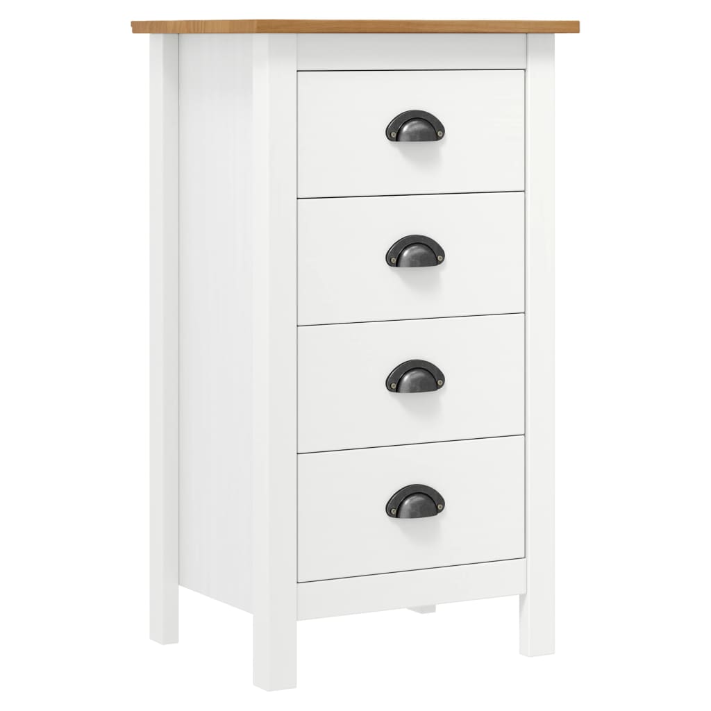 Credenza Hill Bianca 46x35x80 cm in Legno Massello di Pino