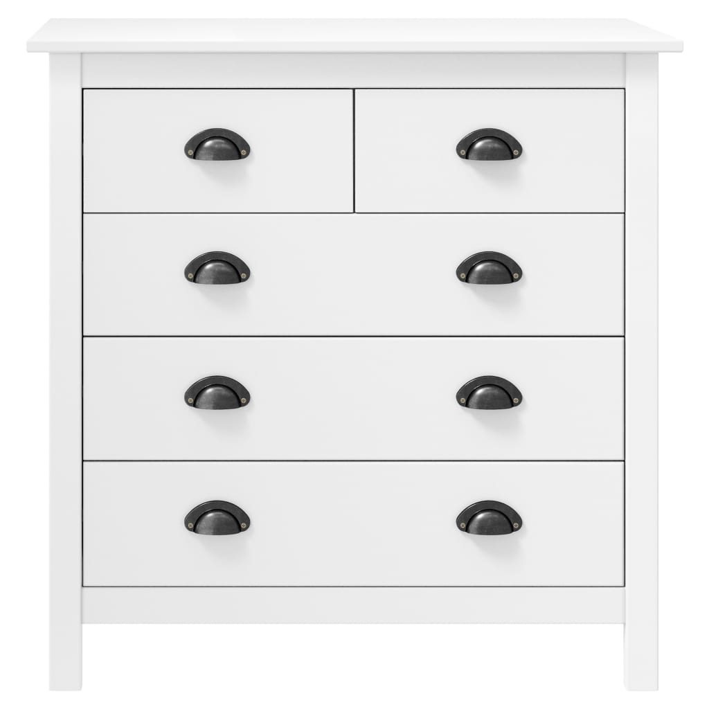 Credenza Hill Bianca 79x40x80 cm in Legno Massello di Pino
