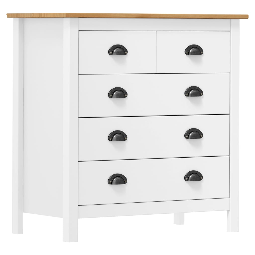Credenza Hill Bianca 79x40x80 cm in Legno Massello di Pino