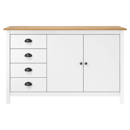 Credenza Hill Bianca 130x40x80 cm in Legno Massello di Pino