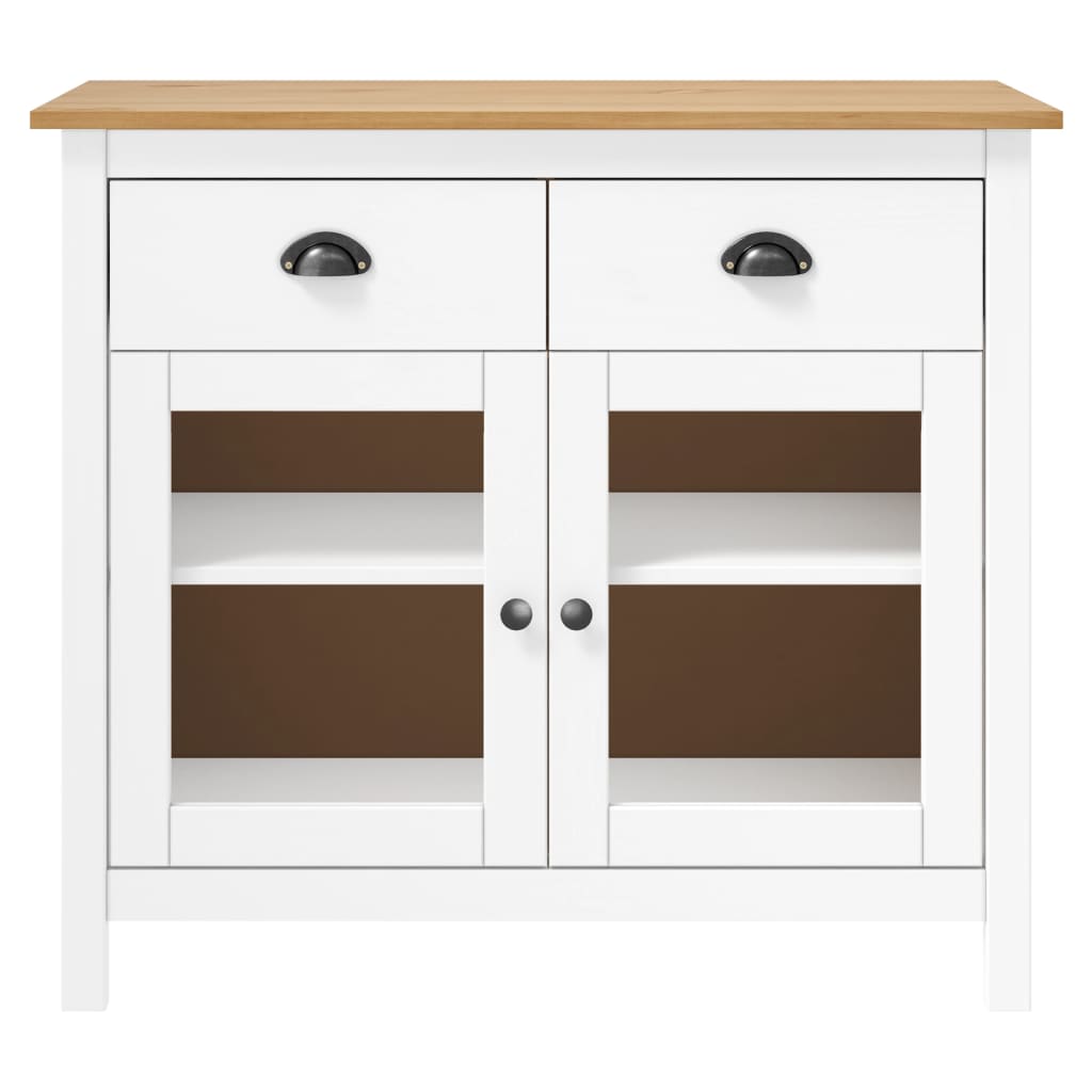 Credenza Hill Bianca 90x40x80 cm in Legno Massello di Pino