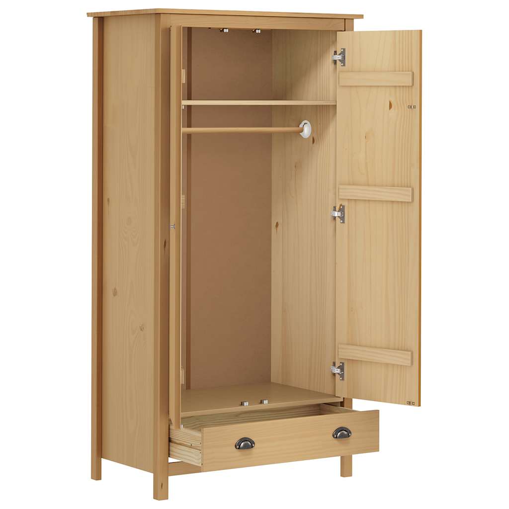 Armadio a 2 Ante Hill 89x50x170 cm Legno Massello di Pino