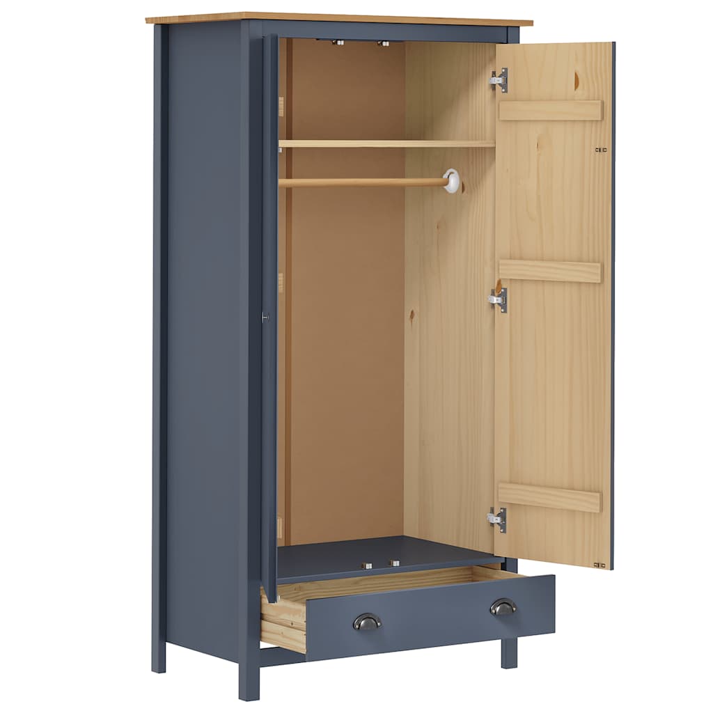 Armadio a 2 Ante Hill Grigio 89x50x170 cm in Legno di Pino