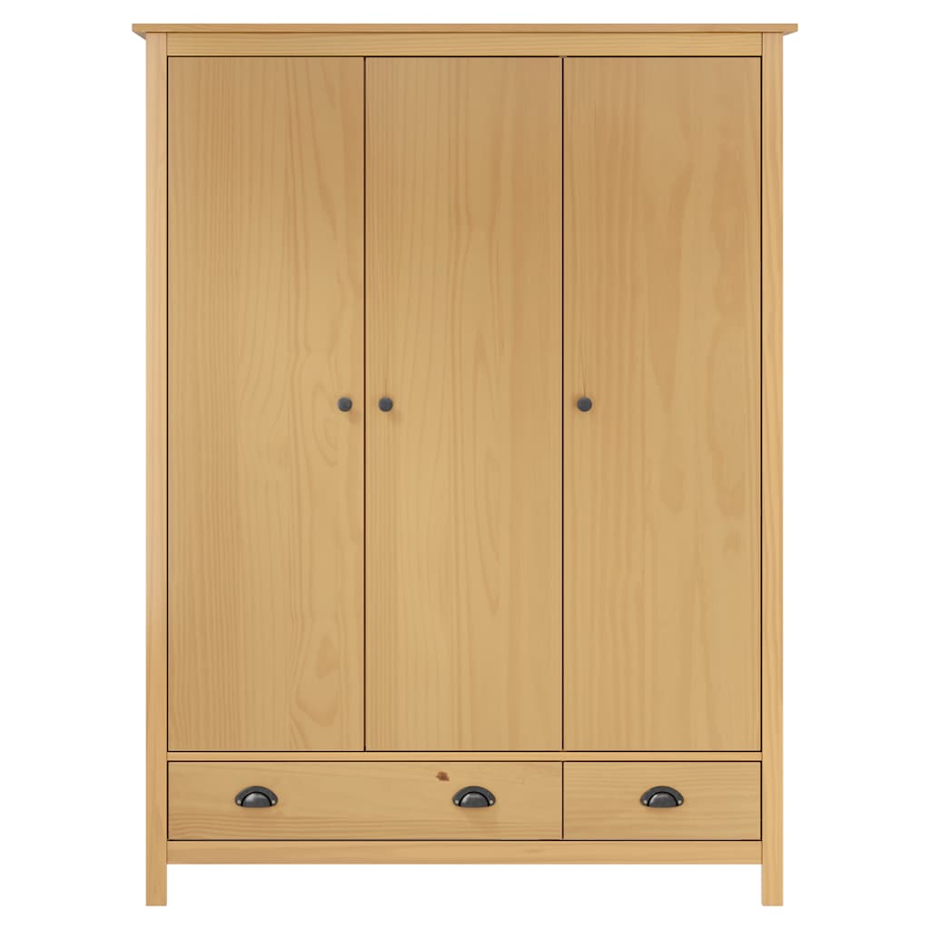 Armadio a 3 Ante Hill 127x50x170cm Legno Massello di Pino