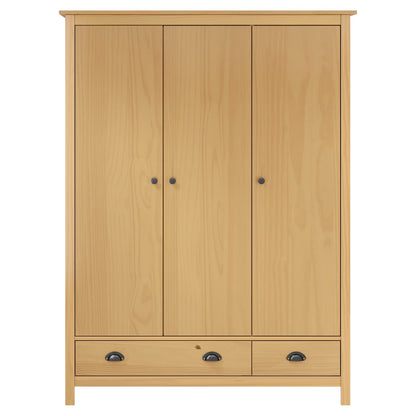 Armadio a 3 Ante Hill 127x50x170cm Legno Massello di Pino