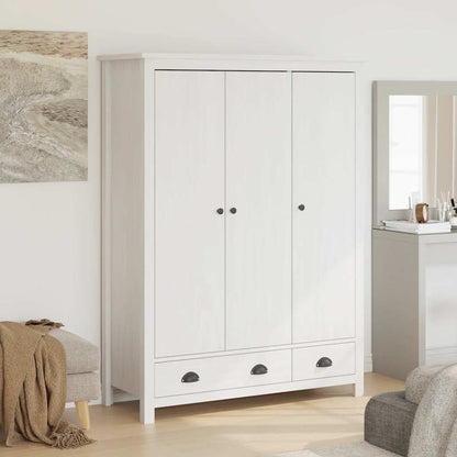 Armadio a 3 Ante Hill Bianco 127x50x170 cm in Legno di Pino