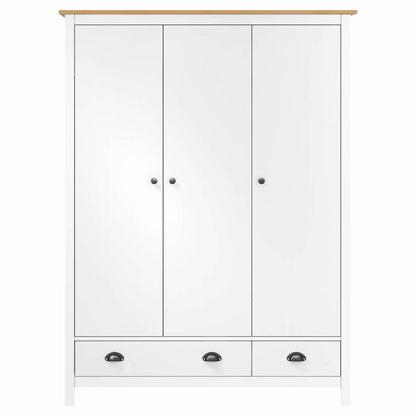 Armadio a 3 Ante Hill Bianco 127x50x170 cm in Legno di Pino