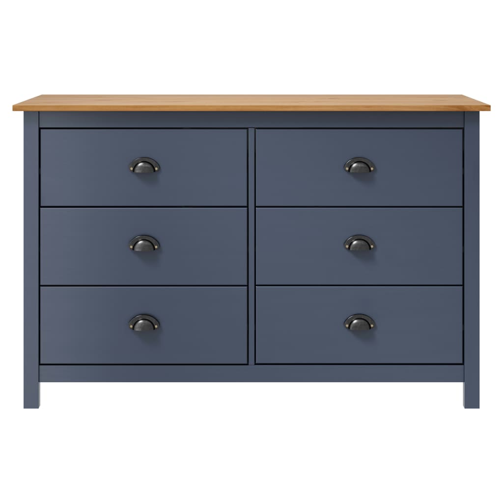 Credenza Hill Grigia 125x40x80 cm in Legno Massello di Pino