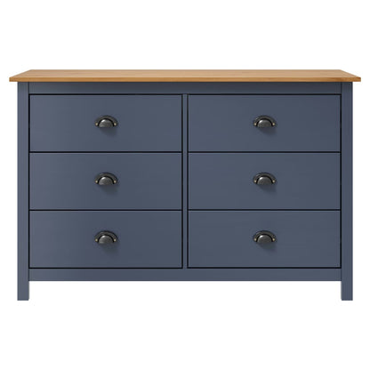 Credenza Hill Grigia 125x40x80 cm in Legno Massello di Pino