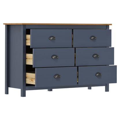 Credenza Hill Grigia 125x40x80 cm in Legno Massello di Pino