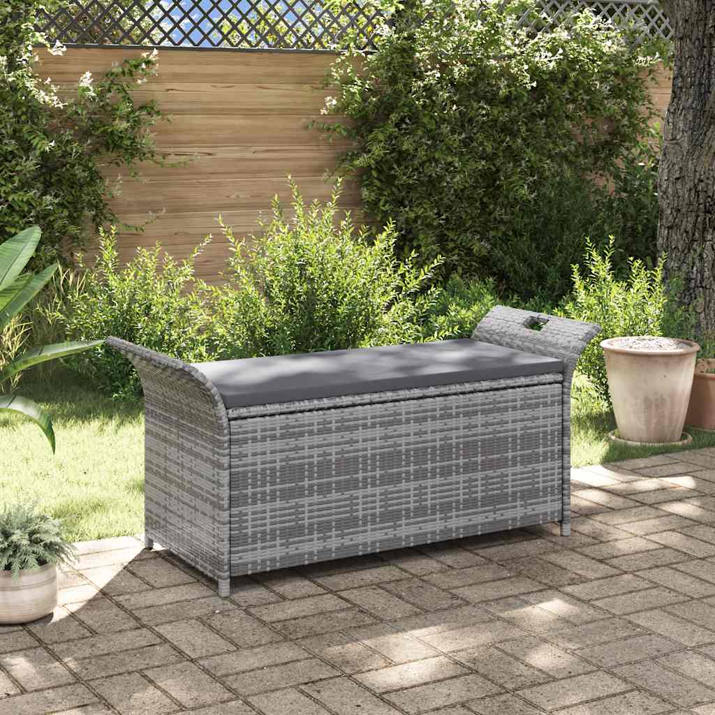 Cassapanca con Cuscino Grigia 138 cm in Polyrattan
