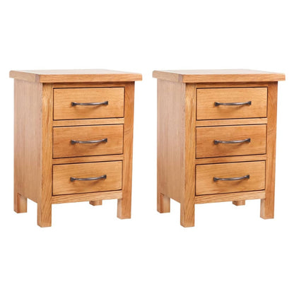 Comodini 2 pz 40x30x54 cm in Legno Massello di Rovere