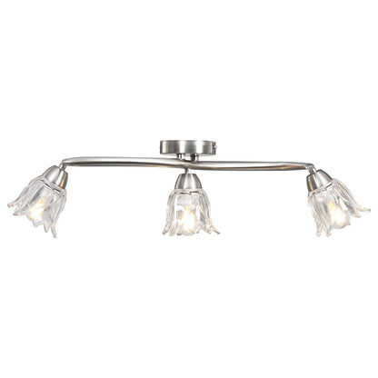 Lampadario con Paralumi in Vetro per 3 Lampadine E14 Tulipano